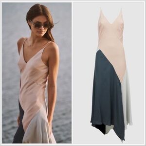 NWT Reiss Hudson Fitted Asymmetric Slip On Midi Dress sz 10